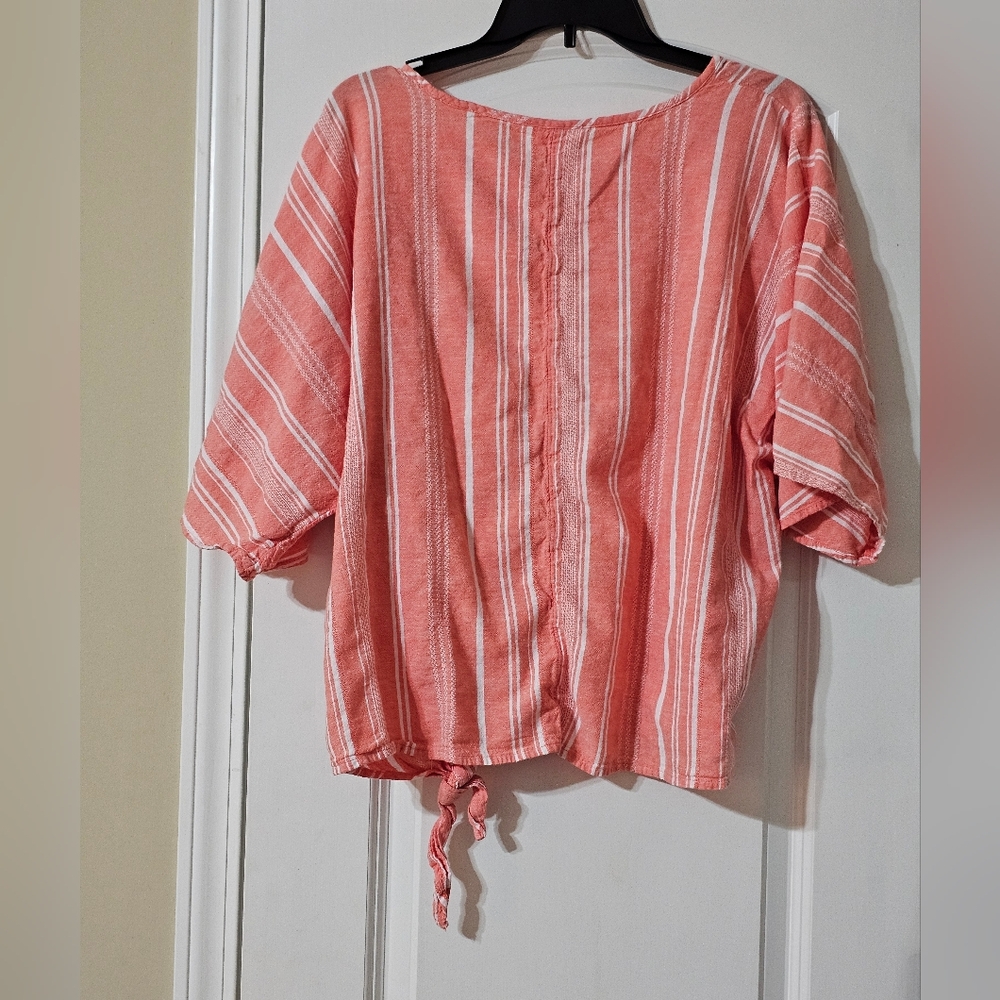 Time and Tru Coral Striped Blouse - Picture 4 of 6
